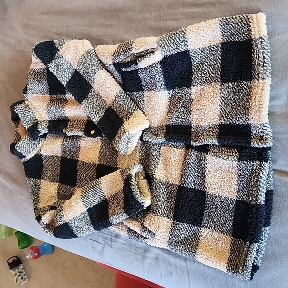 Khaki Buffalo Check Plus Snap up Coat - Picture 3 of 3